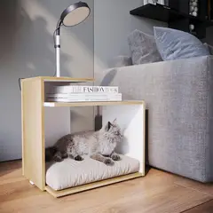 JUST HOME COLLECTION - Mesa Lateral con Asiento para Mascota