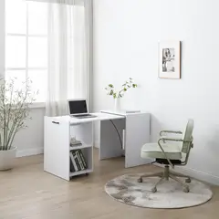 JUST HOME COLLECTION - Escritorio Blanco Melamina Plegable Ahorra Espacio