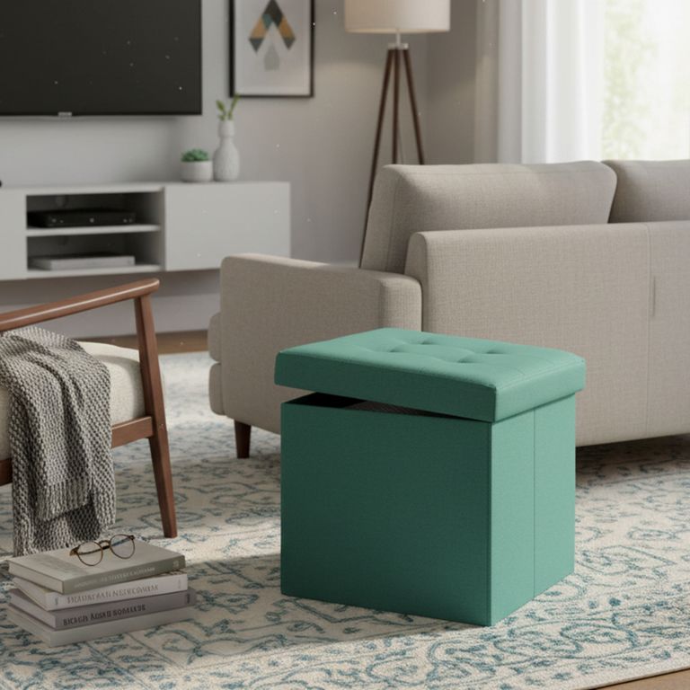 Pouf Plegable Verde 38x38x38cm