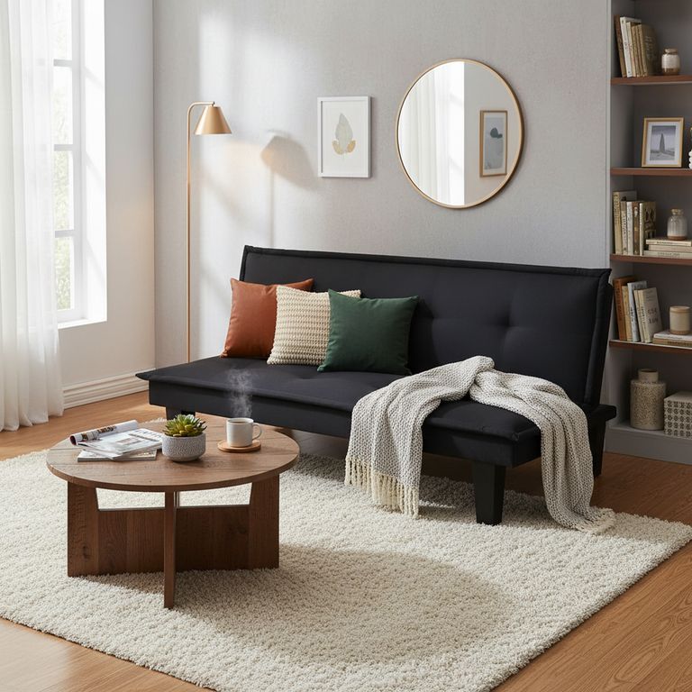 Sofá Cama Futón 2 Cuerpos Kald Negro