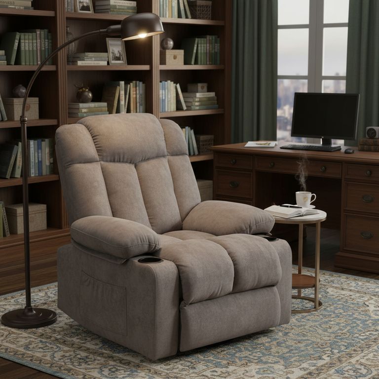 Sillón Reclinable Telsiai Gris con Portavasos