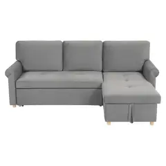 JUST HOME COLLECTION - Sofá Cama Seccional 3 Cuerpos con Almacenamiento Josu Gris