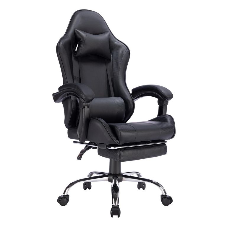 Silla Gamer Masajeadora con Reposapies Matrix Negra