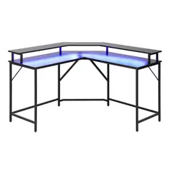 JUST HOME COLLECTION - Escritorio en L Gamer Luz LED Entrada USB