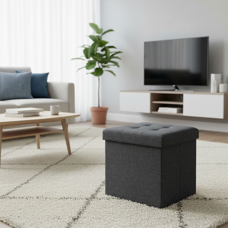 Pouf Plegable Gris 38x38x38cm