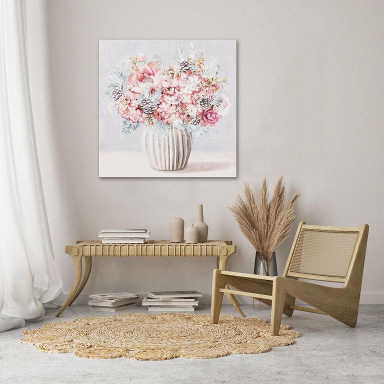 Cuadro Canvas Florero Rosado 70x70cm