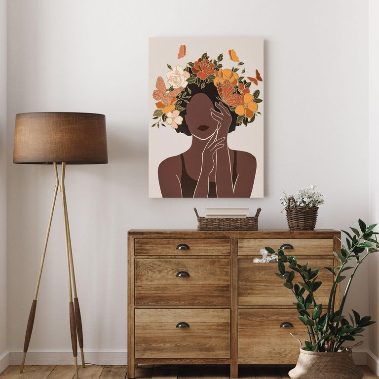 Cuadro Canvas Mujer Floral 50x70cm