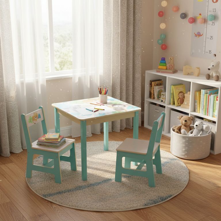 Set Mesa + 2 Sillas Perezoso Multicolor 60x55x60 cm