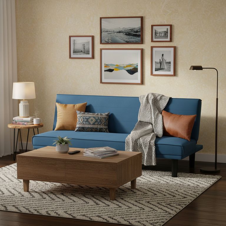 Sofá Cama Futón 3 Cuerpos Sammy Azul