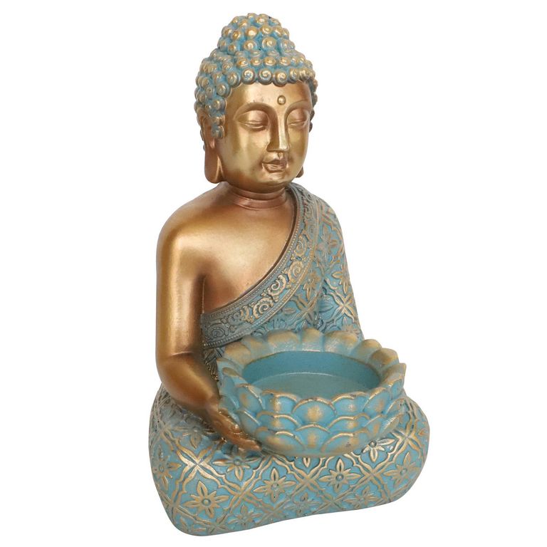 Buda Turquesa Portavela 16.5cm