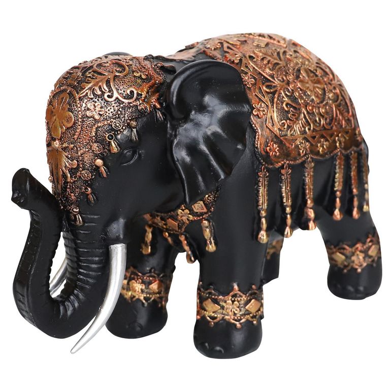 Elefante Dorado/Negro 17cm