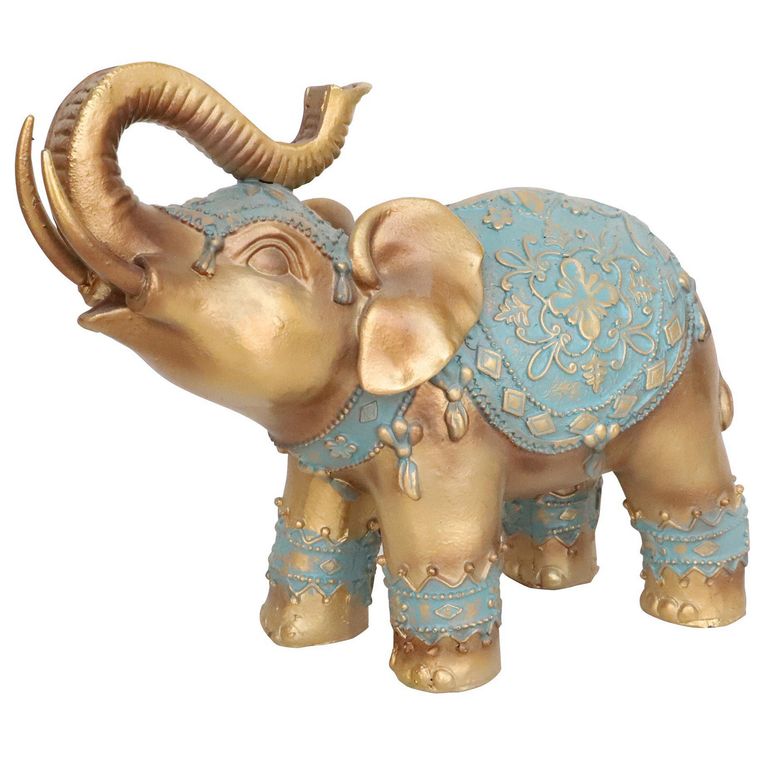 Elefante Dorado/Turquesa 16.8cm