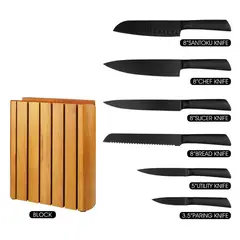 JUST HOME COLLECTION - Juego de Cuchillos Base de Madera 6 Piezas