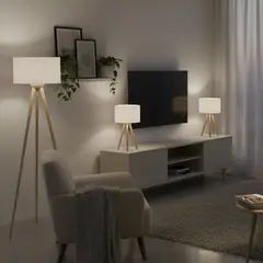 JUST HOME COLLECTION - Combo Lina 1 Lámpara de Pie + 2 Lámparas de Mesa Natural