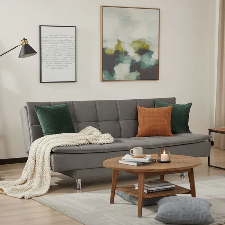 Sofá Cama Futón 3 Cuerpos Mateo Gris