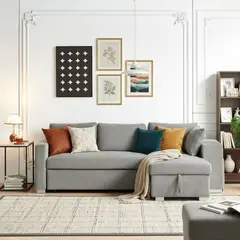 JUST HOME COLLECTION - Sofá Cama Corner 3 Cuerpos Felipe 238x85x147cm Gris