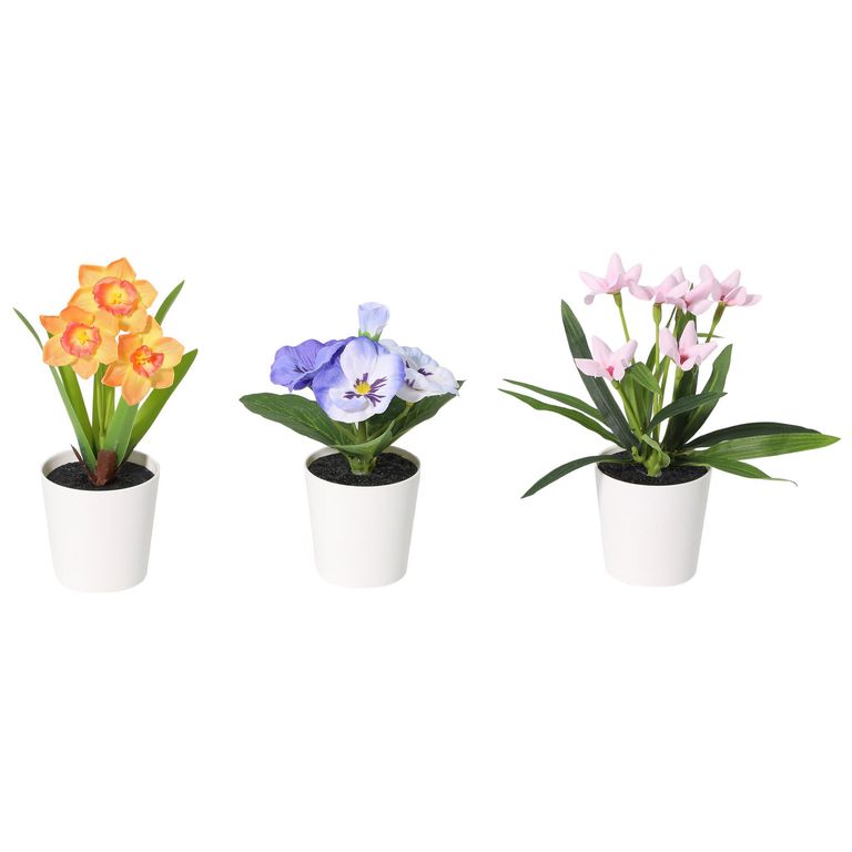 Set 3 Plantas Artificiales Flor Mix 16cm