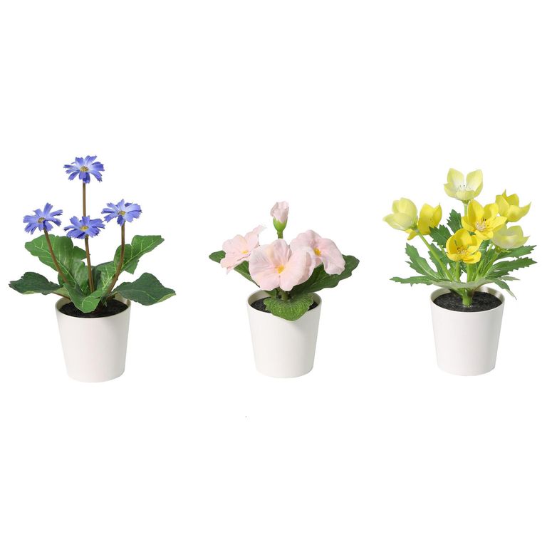 Set 3 Plantas Artificiales Flor Mix 17cm