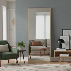 JUST HOME COLLECTION - Espejo Decorativo Rectangular Dorado 80x180cm