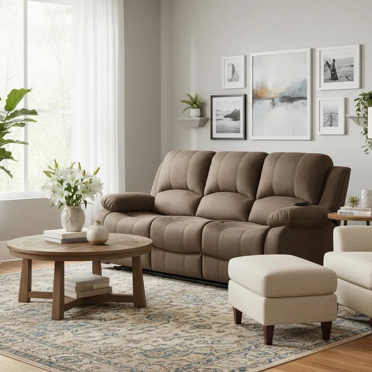 Sillón Reclinable 3 Cuerpos Masajeador Calentador Atlanta Marrón