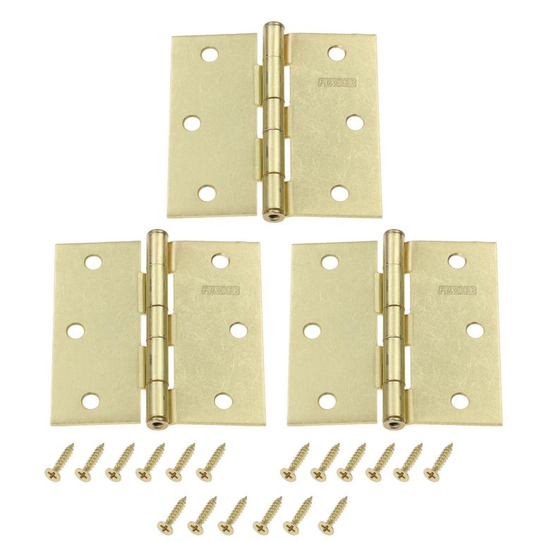 Pack de 3 Bisagras Latón Brillante 3.5x3.5