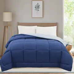 JUST HOME COLLECTION - Edredón Bicolor Azul 2 Plazas