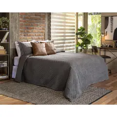 JUST HOME COLLECTION - Quilt Velvet Grafito 2 Plazas