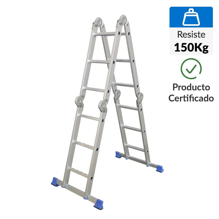 Escalera Articulada de Aluminio 12 Pasos 150Kg