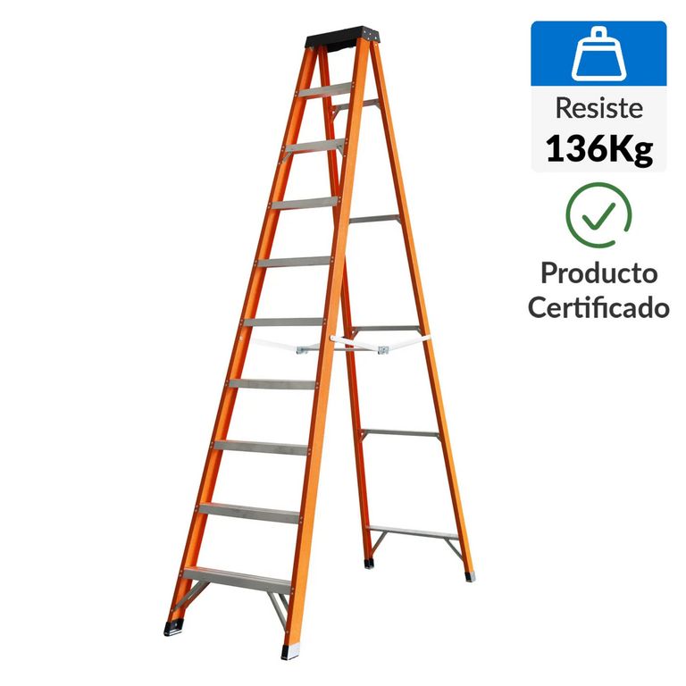 Escalera de Tijera de Fibra de Vidrio 9 Pasos 136Kg