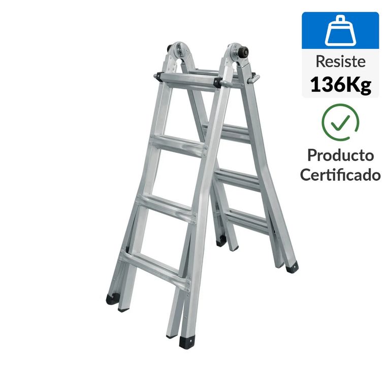 Escalera Articulada de Aluminio 16 Pasos 136Kg