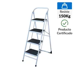 BAUKER - Escalera Tijera de Acero 4 Pasos 150Kg