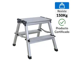 BAUKER - Escalera Tijera de Alumino 2 Pasos 150Kg