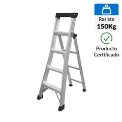 UBERMANN - Escalera Articulada de Aluminio 5 Pasos 150Kg