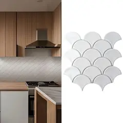 HOLZTEK - Malla Mosaico Escamado Blanco 25.9x27.3cm