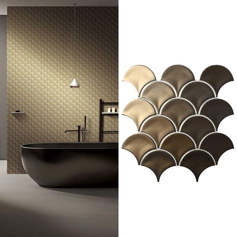 Malla Decorativa de Porcelanato Escama Dorado 25.9x27.3cm 0.07m2