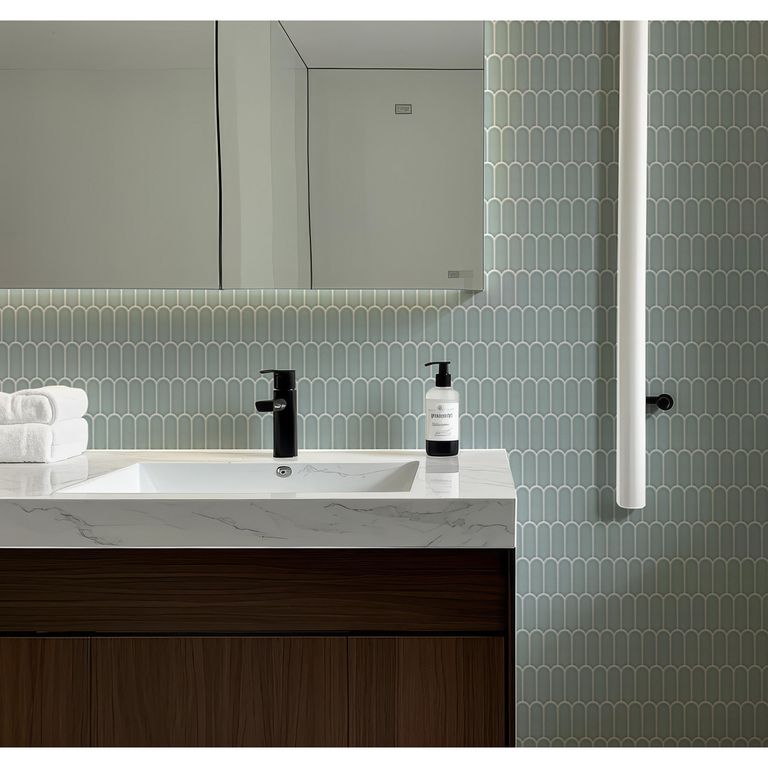 Malla Mosaico Pluma Menta 28x29.6cm