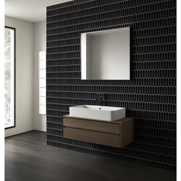Porcelanato Oval Negro Mate