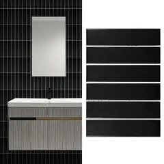 HOLZTEK - Porcelanato Brick Negro Mate