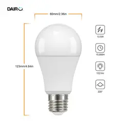 DAIRU - Pack x2 Focos LED A60 E27 13.5 W 1521 lm Luz Fría (100 W Equivalente)