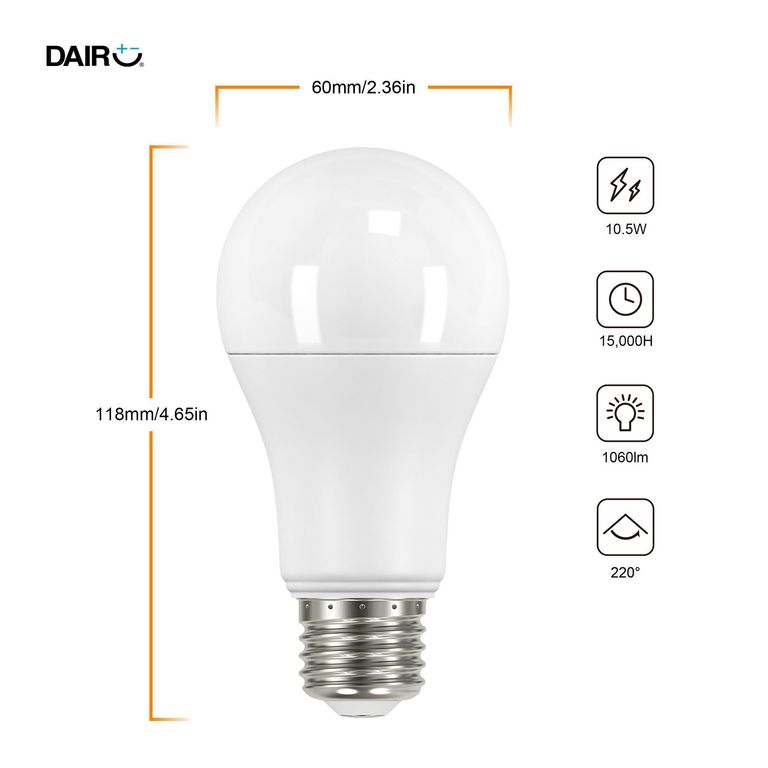 Pack de 4 Focos LED A60 E27 10.5W Luz Natural