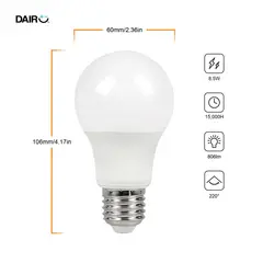 DAIRU - Pack x4 Focos LED A60 E27 8.5 W 806 lm Luz Cálida (60 W Equivalente)