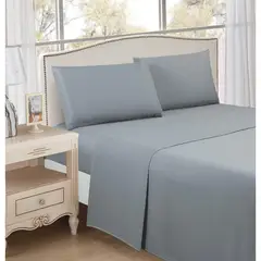 CASA BONITA - Sábana Basic 1.5 Plazas Microfibra Gris