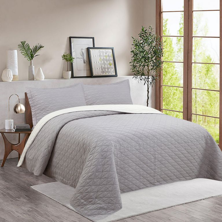 Cubrecama Bicolor Taupe / Beige Super King