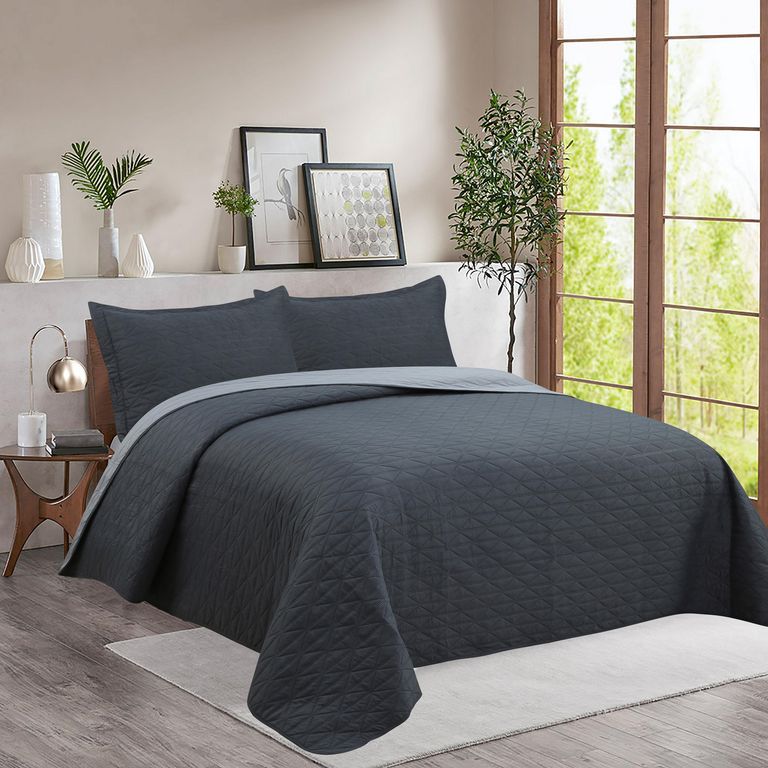 Cubrecama Bicolor Taupe / Gris 1.5 Plazas