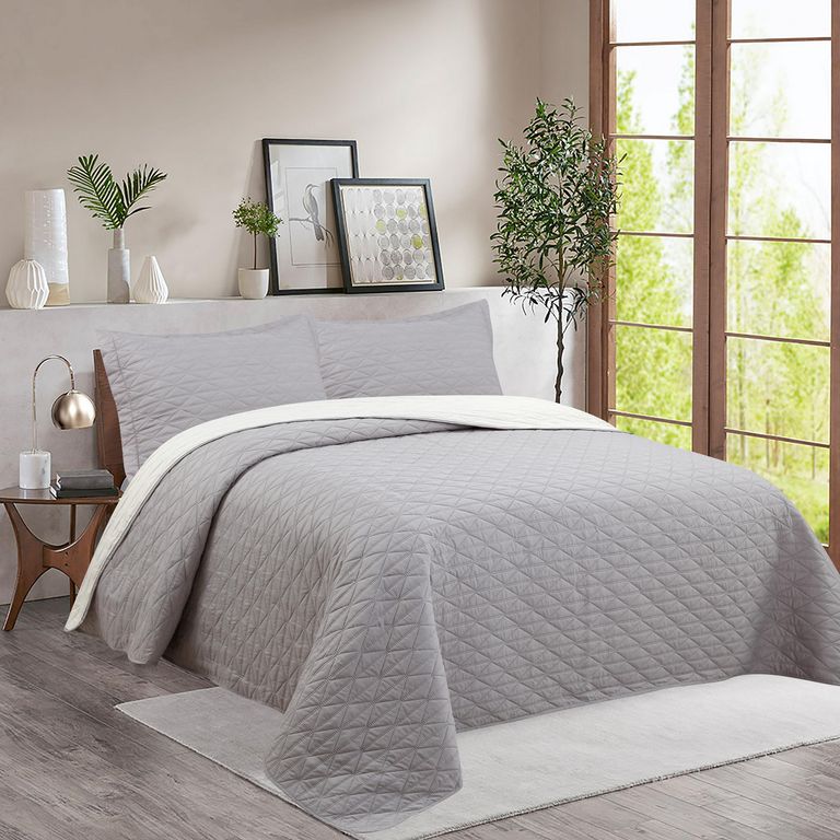 Cubrecama Bicolor Taupe / Beige 1.5 Plazas