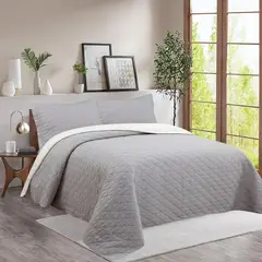 JUST HOME COLLECTION - Cubrecama Bicolor Beige 1.5 Plaza