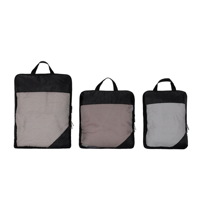 Set x3 Organizador de maleta para viajes negro.