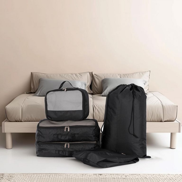 Set x5 Organizador de maleta para viajes negro