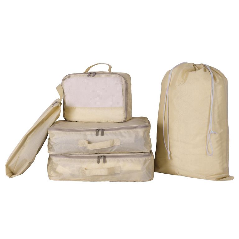 Set x5 Organizador de maleta para viajes Beige