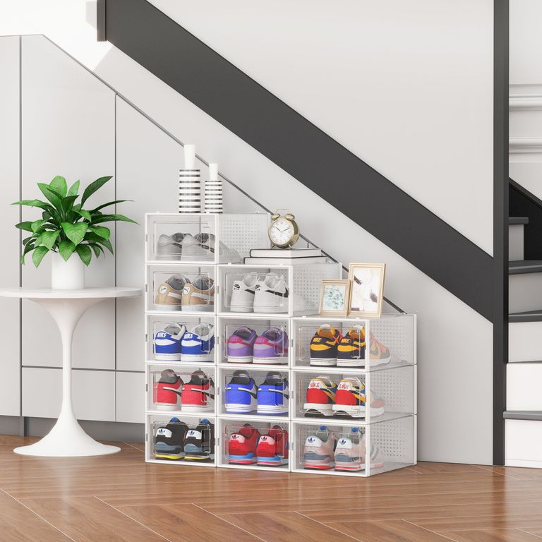 Pack de 12 Cajas Apilables para Zapatos 33.4x14x23 cm Blanco